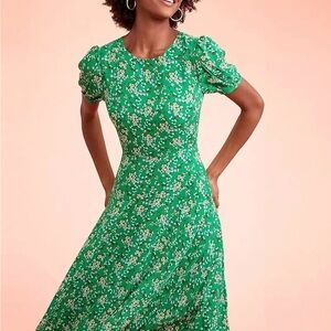 LOFT Green Floral Midi Dress